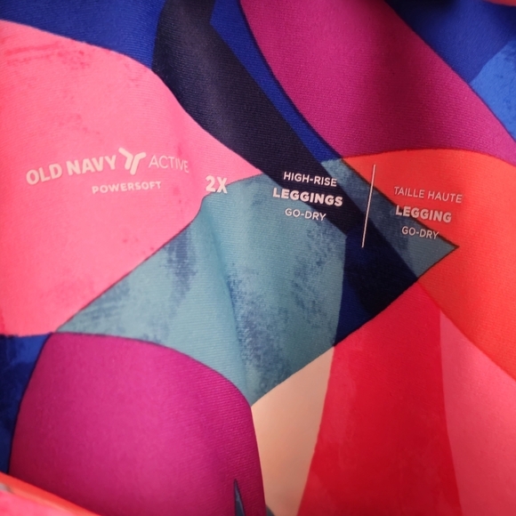 Old Navy Pink Geometric High-Waisted PowerSoft 7/8 Leggings Size 2X - Picture 5 of 8